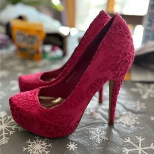 Hot pink and lace heels
